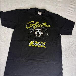 Vaute Couture Black Tee with Yellow Graphic Logo